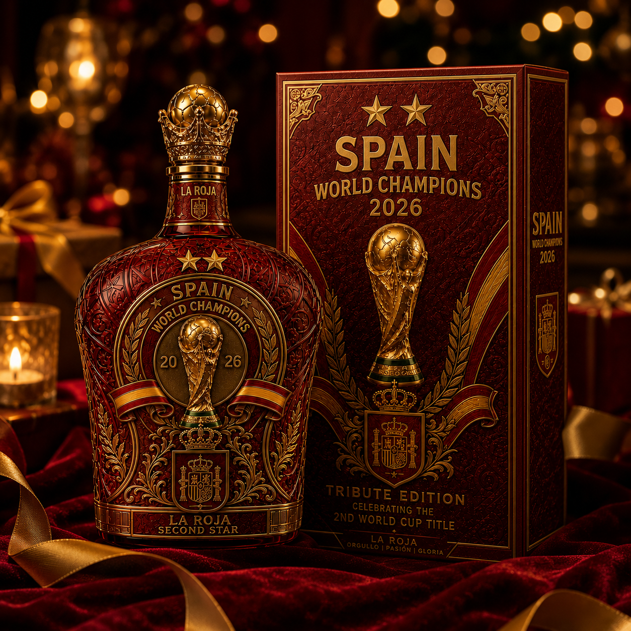 Spain Second Star World Champions 2026 Whiskey Bottle
