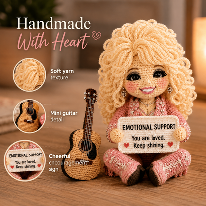 Little Emotional Support Friend – Handmade Crochet Encouragement Doll with Mini Guitar