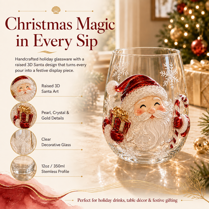 🎄✨ 3D Christmas Glass Art Cup