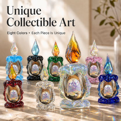 Tiny Ghost in a Glass Candle – Sun-Catching Collectible Figurine