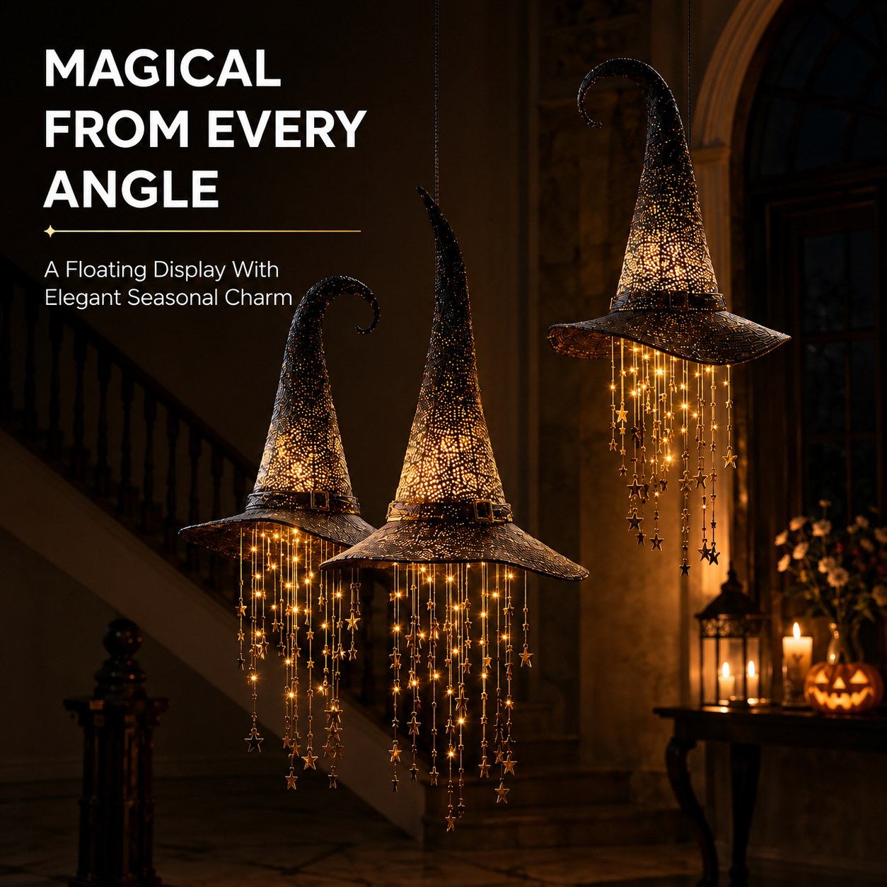 Lighted Witch Hat Hanging Chime
