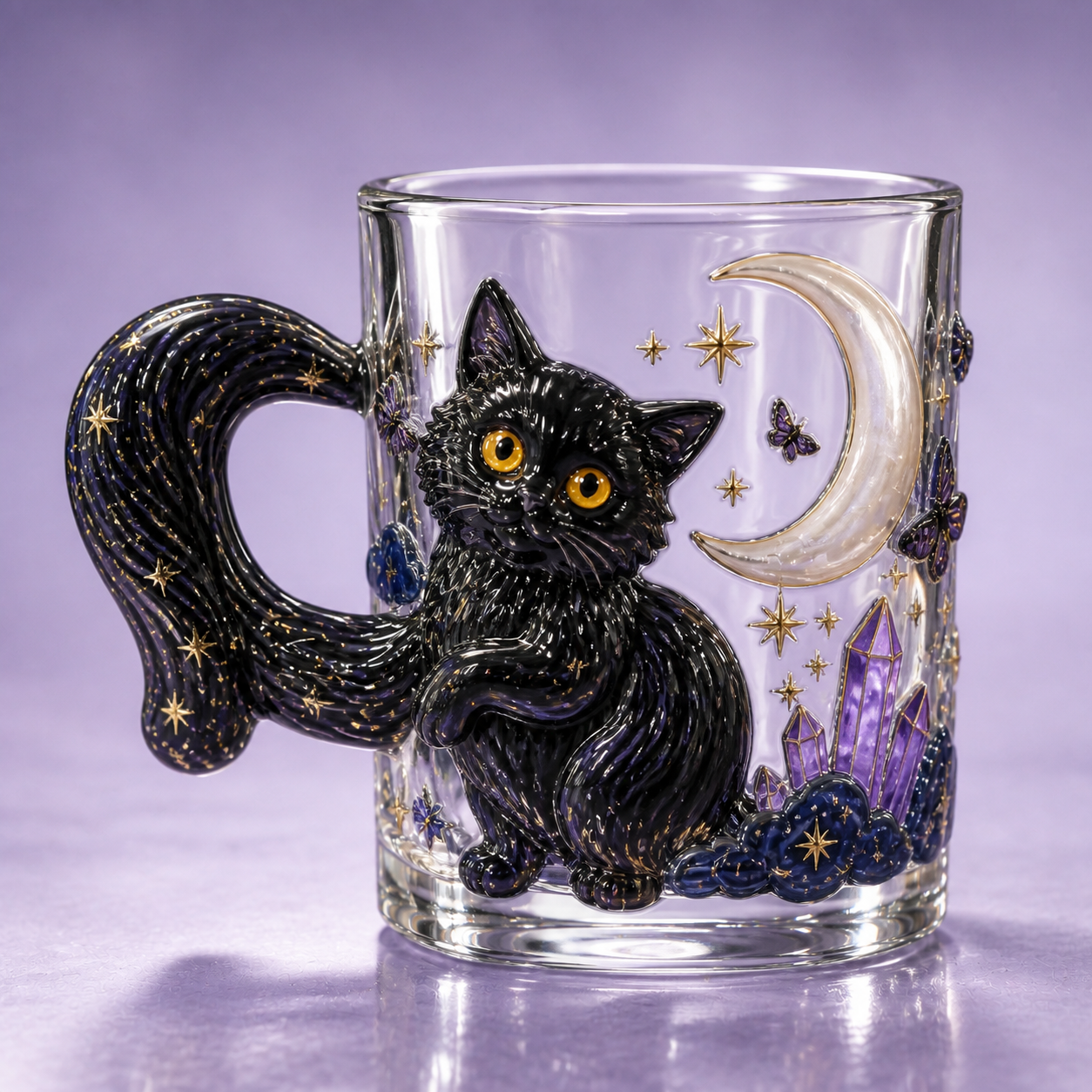 3D Animal Glass Mug with Sculpted Tail Handle