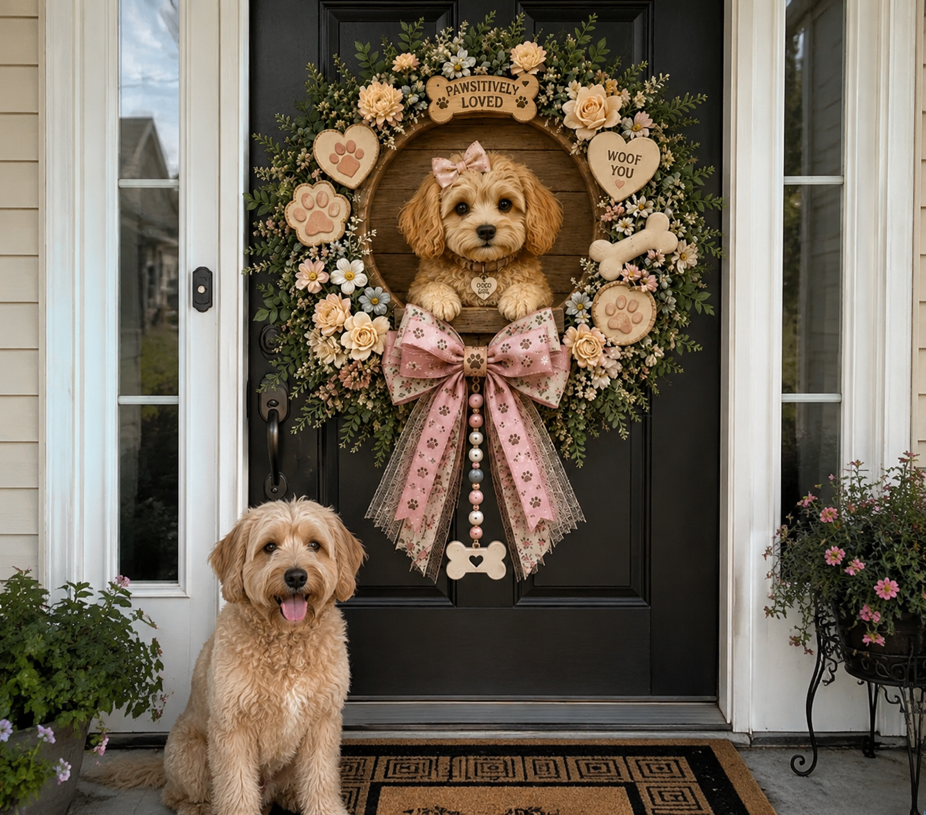 My Dog Is Family Wreath – Cute Pet Lover Front Door Decor & Personalized Photo Keepsake