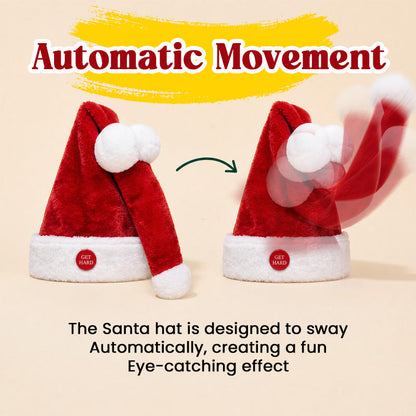 🎅😂 Funny Moving Santa Hat--press the button and watch it move