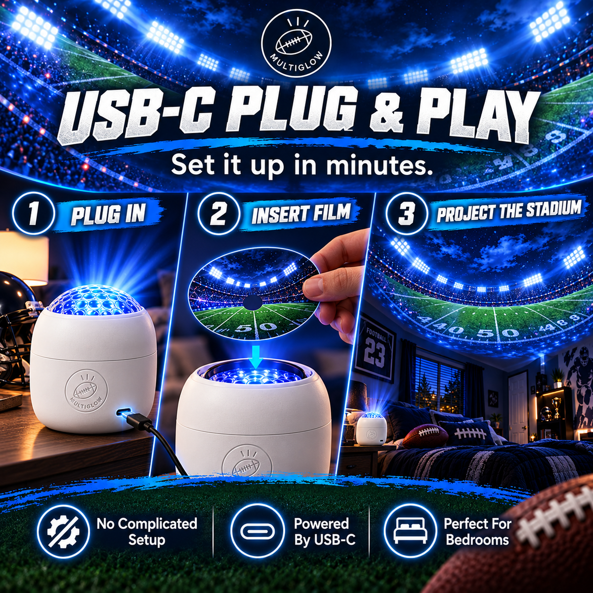 USB-C football projector setup