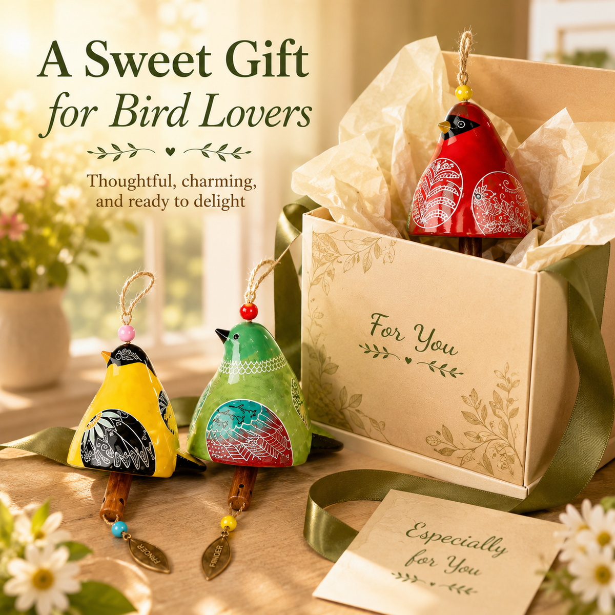 Single and multi-bird wind chime collection