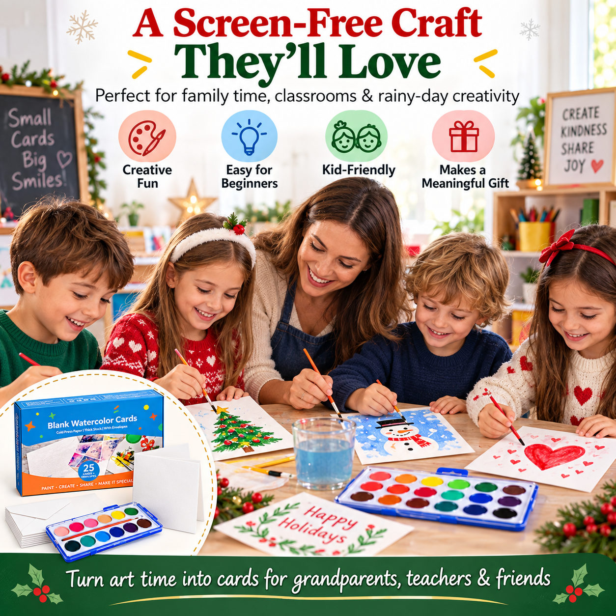 Create-Your-Own Watercolor Cards – 25 Premium Blank Cards & Envelopes