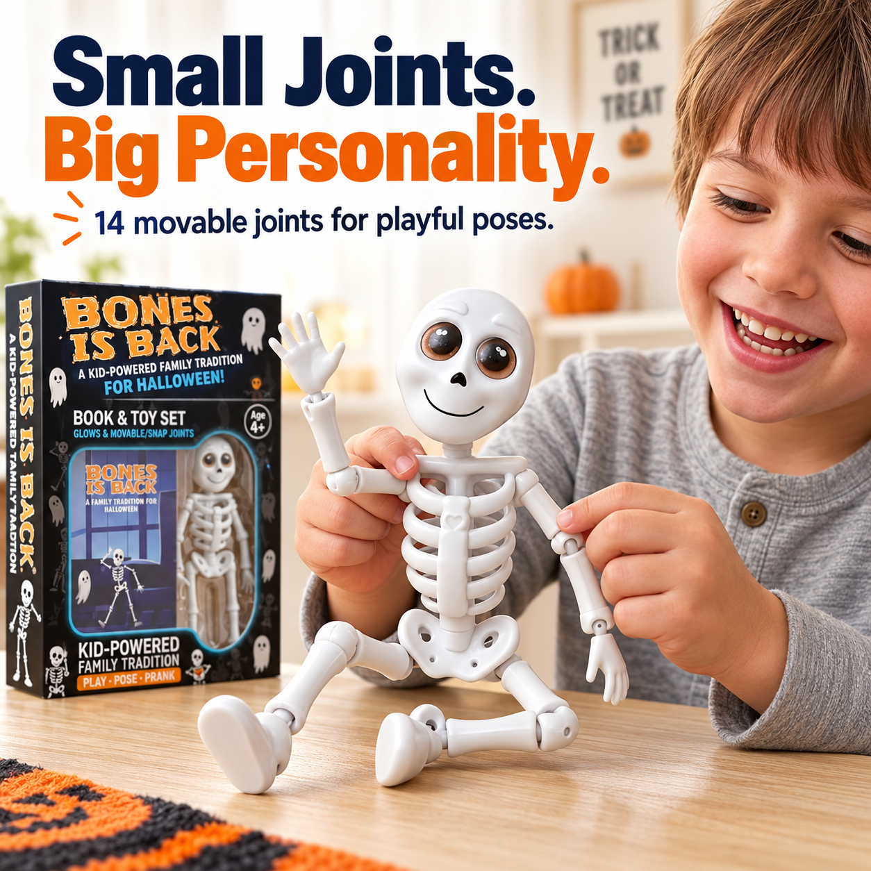 Skeleton toy with fourteen movable joints