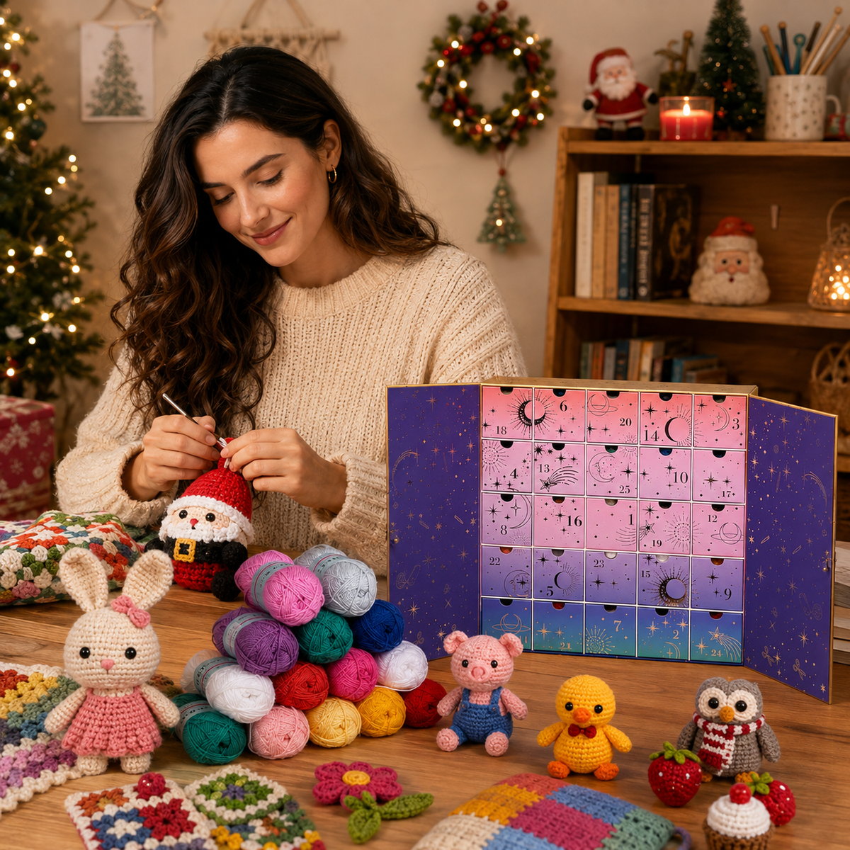 Crochet maker with yarn and colorful handmade project inspiration