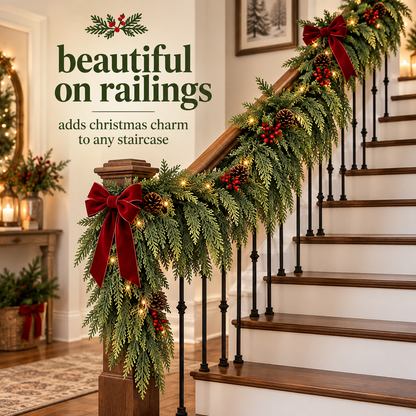 Lush Faux Cedar Christmas Garland – Realistic Evergreen Holiday Decor