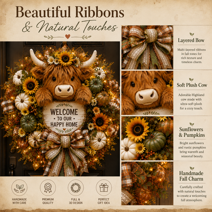 Highland Cow Welcome Wreath