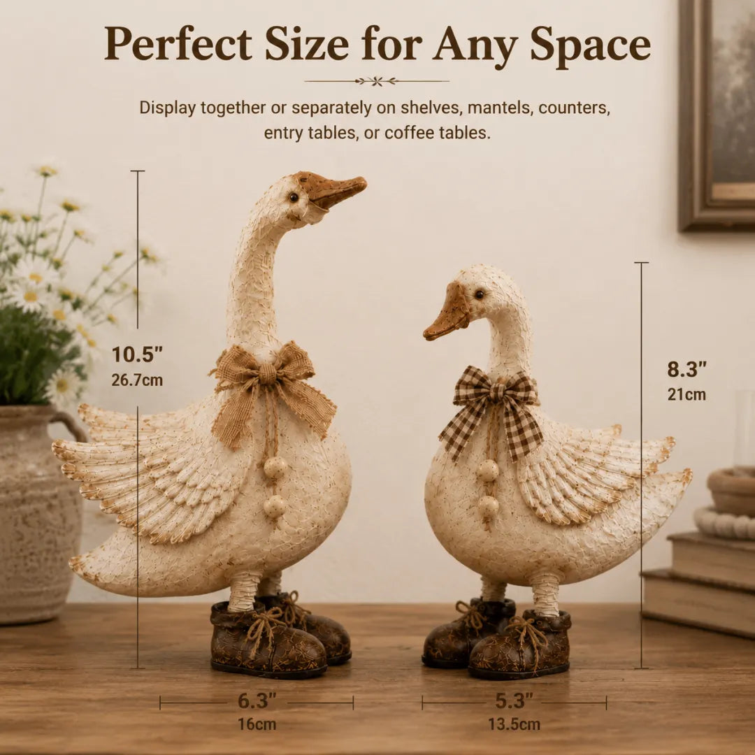 Cottage goose pair dimensions in inches and centimeters