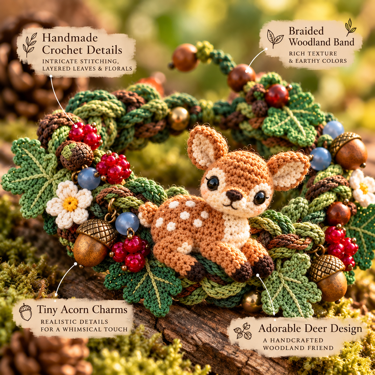 🌿🧶 Woodland Wrist Friends™ – Handmade Crochet Animal Bracelet Collection