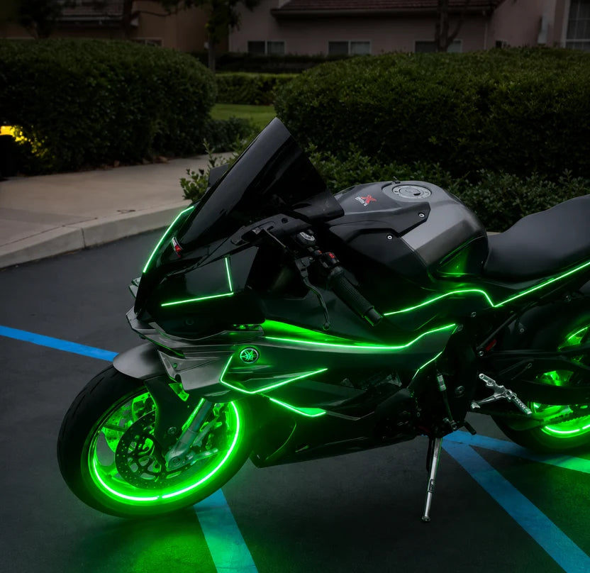 Green motorcycle accent lights
