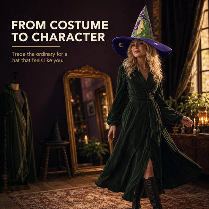 🔥Last Day 49% OFF - 🧙‍♀️ ✨ Quilted Patchwork Witch Hat – Choose Your Magical Pattern