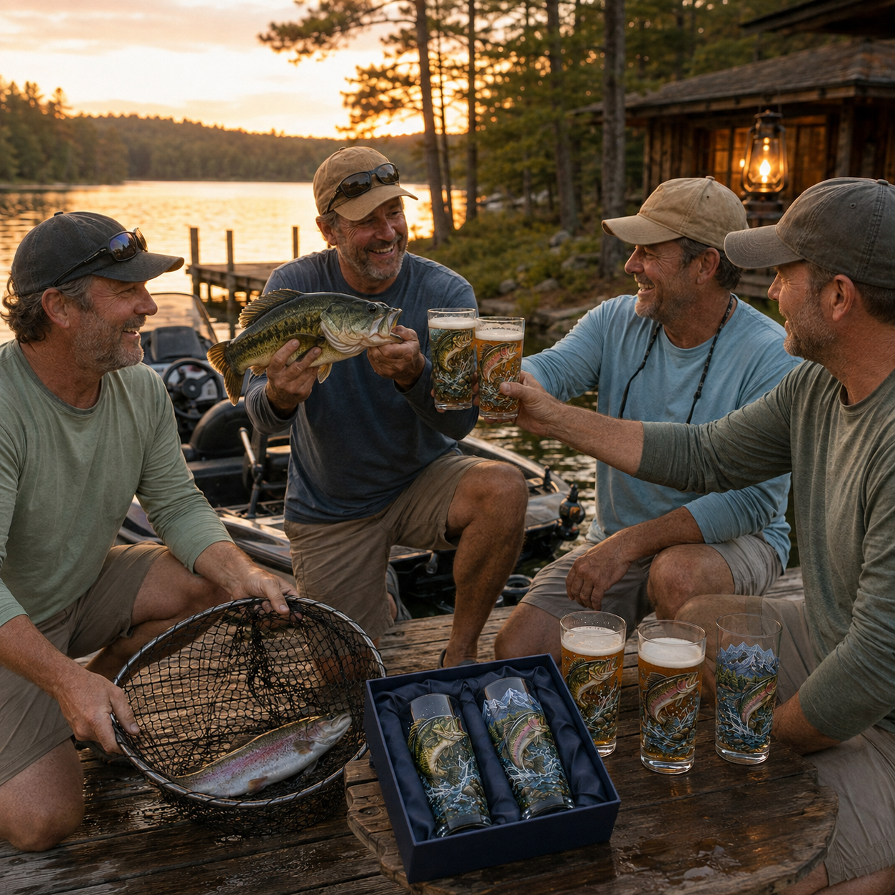 ✨🎣 The Last Cast Fishing Pint Glass Collection – 7 Unique Angler Designs & Gift Box