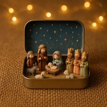 🔥Last Day 49% OFF - ✝️Religious Pocket-Size Mini Nativity Scene Set with Storage Box