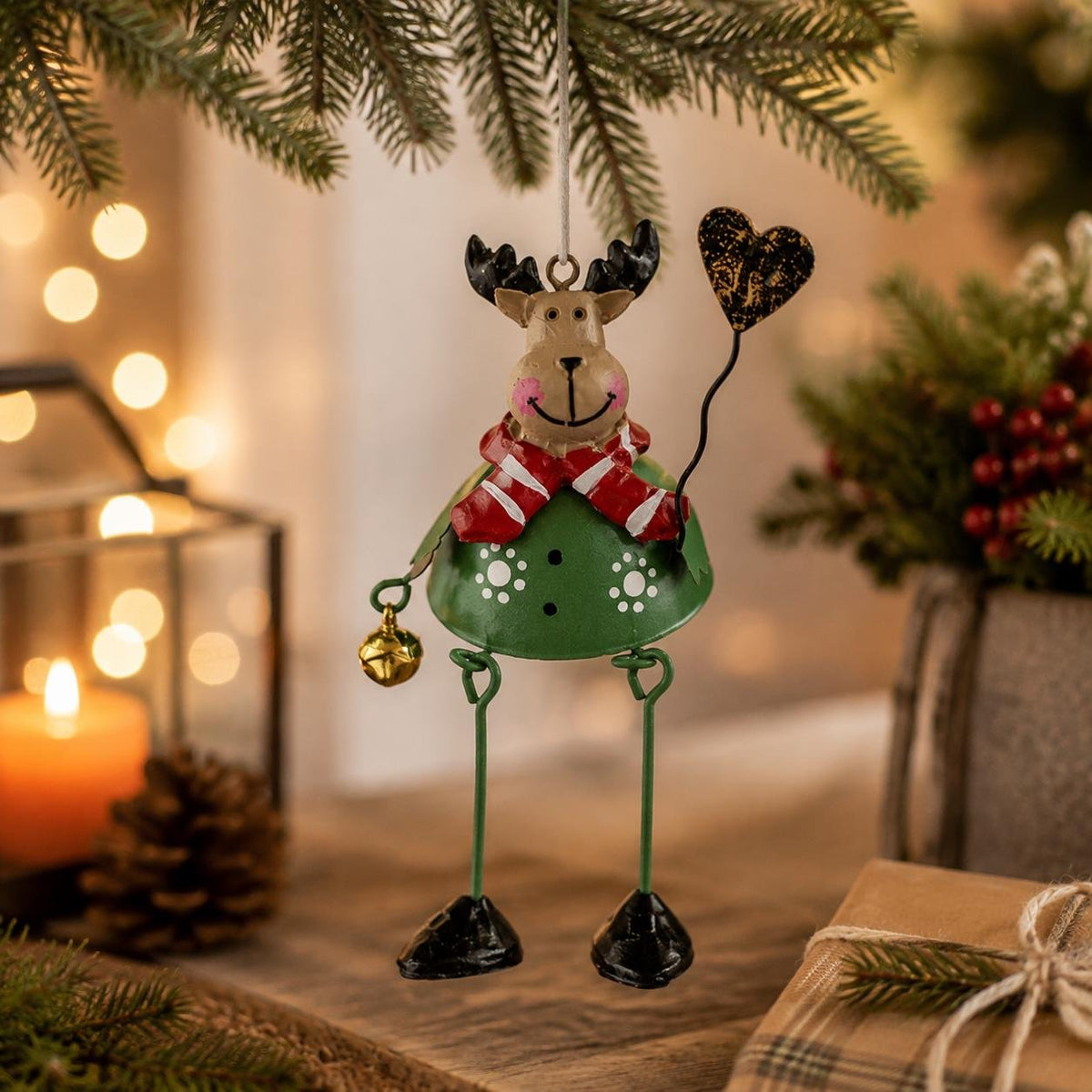 🌲✨ Hand-Painted Metal Dangling Leg Christmas Ornaments