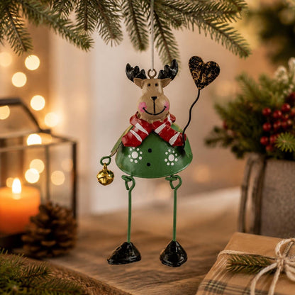 🌲✨ Hand-Painted Metal Dangling Leg Christmas Ornaments