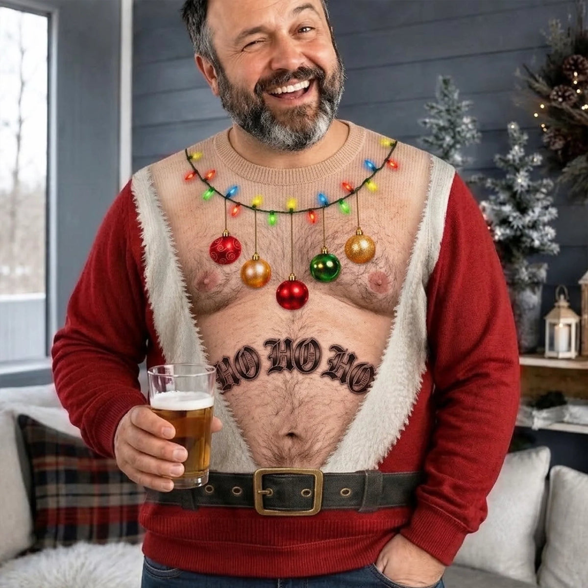 🎅Custom Funny Ugly Sweatshirt - Santa Approved Trouble Maker