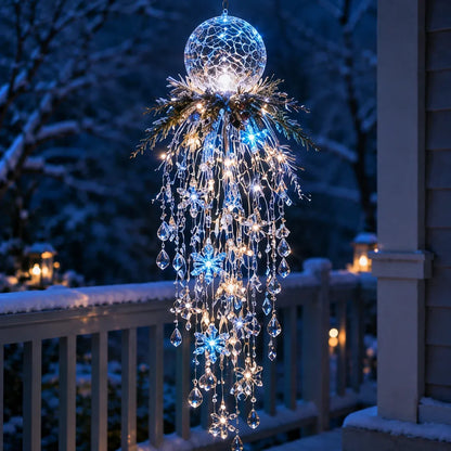 ✨❄️Crystal Cascade Christmas Light™ – Hanging Snowflake & Crystal LED Porch Décor