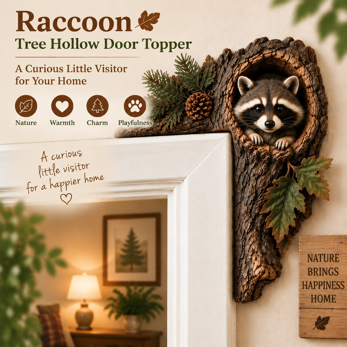 ⏰LAST DAY 50% OFF 🐿️ Chipmunk Tree Hollow Door Topper | Woodland Animal Doorway Decor For Cozy Nature Homes