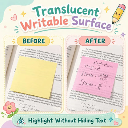 ✍️Rarler Transparent Pull-Out Glitter Sticky Notes - 80 Sheets Per Pad, 50 Reuses Per Sheet, Strong Adhesion, Quality Paper