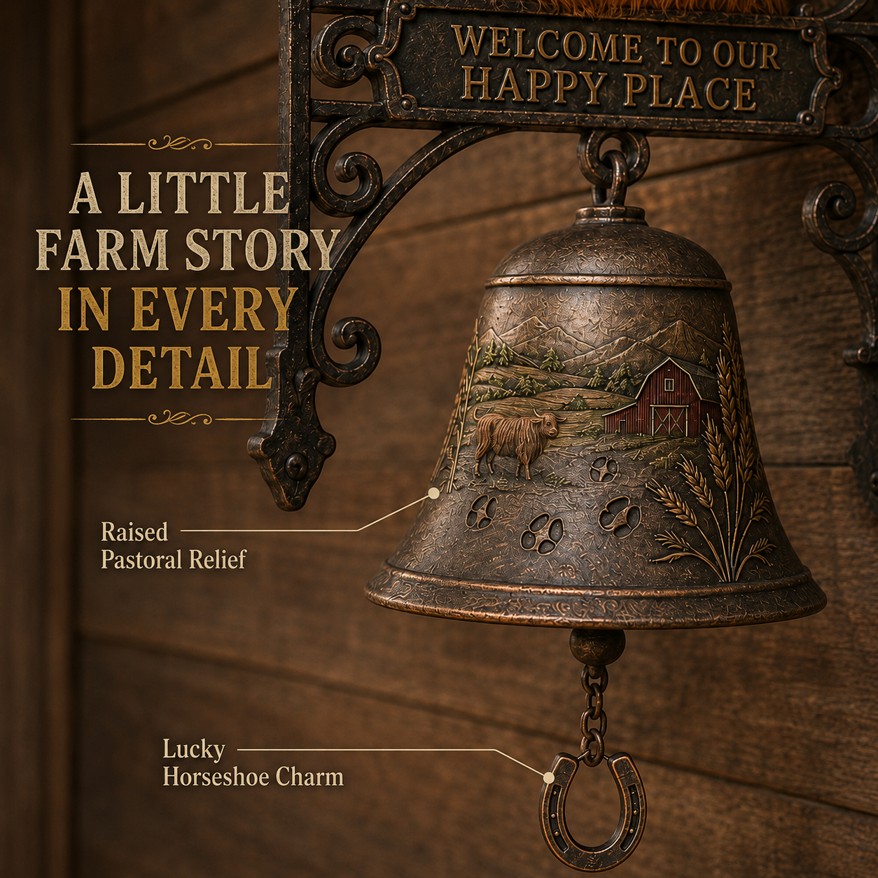🐂🔔Highland Cow Farmhouse Welcome Bell
