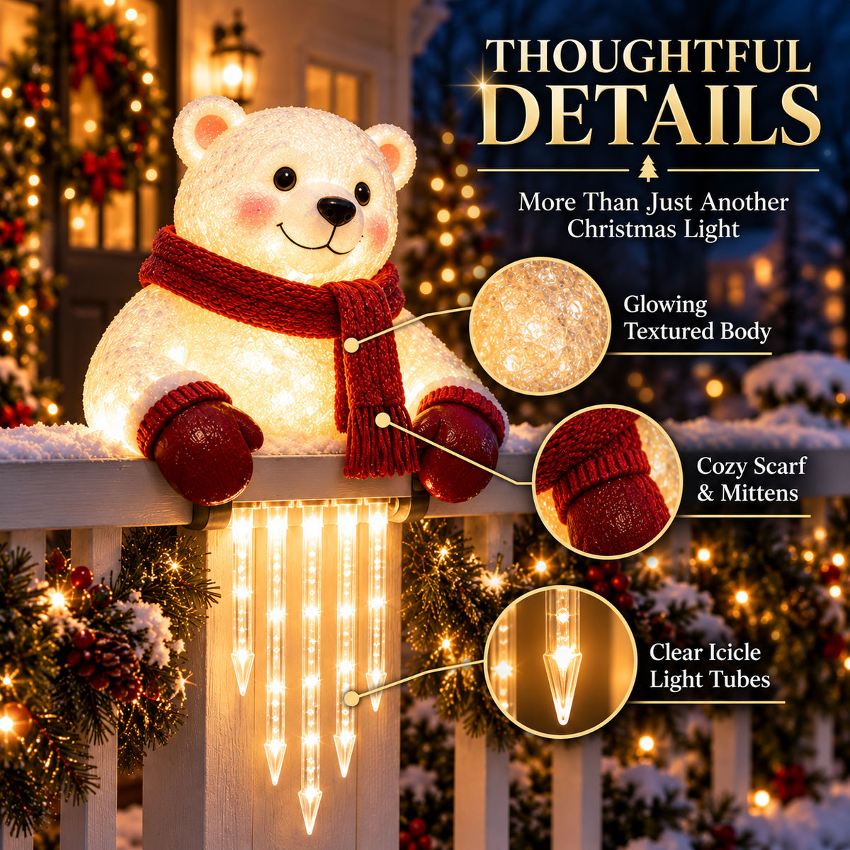 🐻🎄 Winter Light Cute Bear Icicle Light