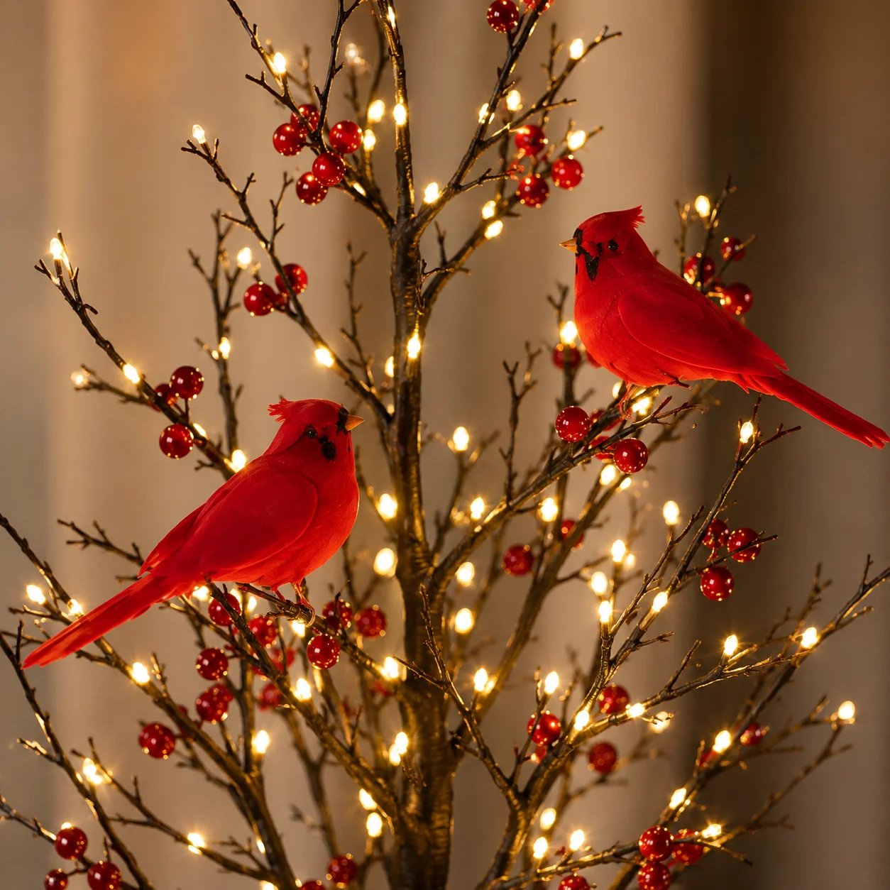 🎉✨ 2026 Vintage Glowing Cardinal Tree