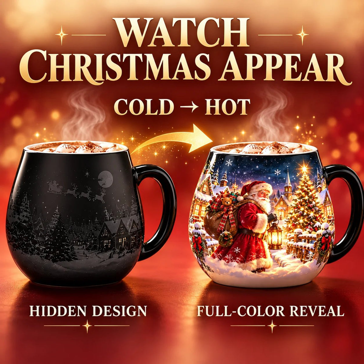 ⏳ Letzter Tag: 49 % Rabatt – 🎄 Weihnachtszauber-Tasse mit Thermo-Effekt | 350 ml Farbwechsel-Tasse „Weihnachtsdorf“ ☕