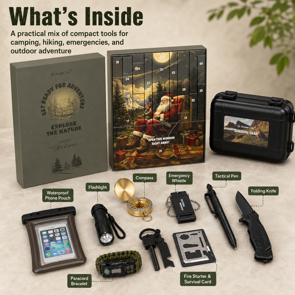 ⏰Limited time free shipping!🎄 2026 Men's Survival Advent Calendar