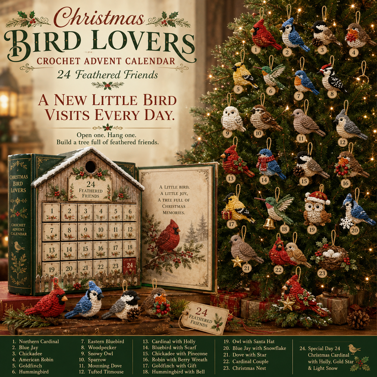 🎄 Christmas Bird Lovers Crochet Advent Calendar