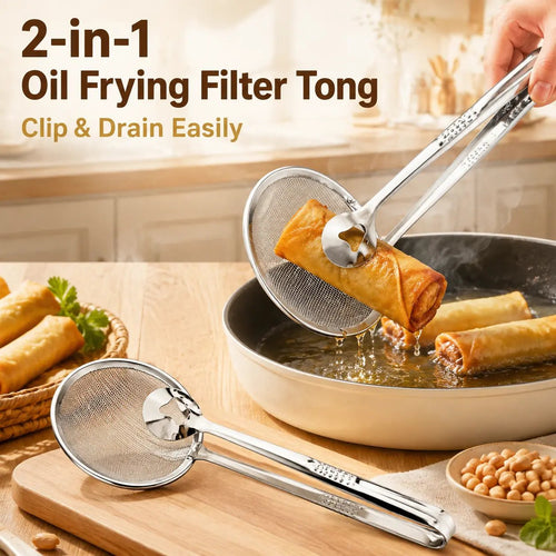 🍟✨ Fry & Drain Kitchen Tongs – Grab, Strain & Serve with One Handy Tool