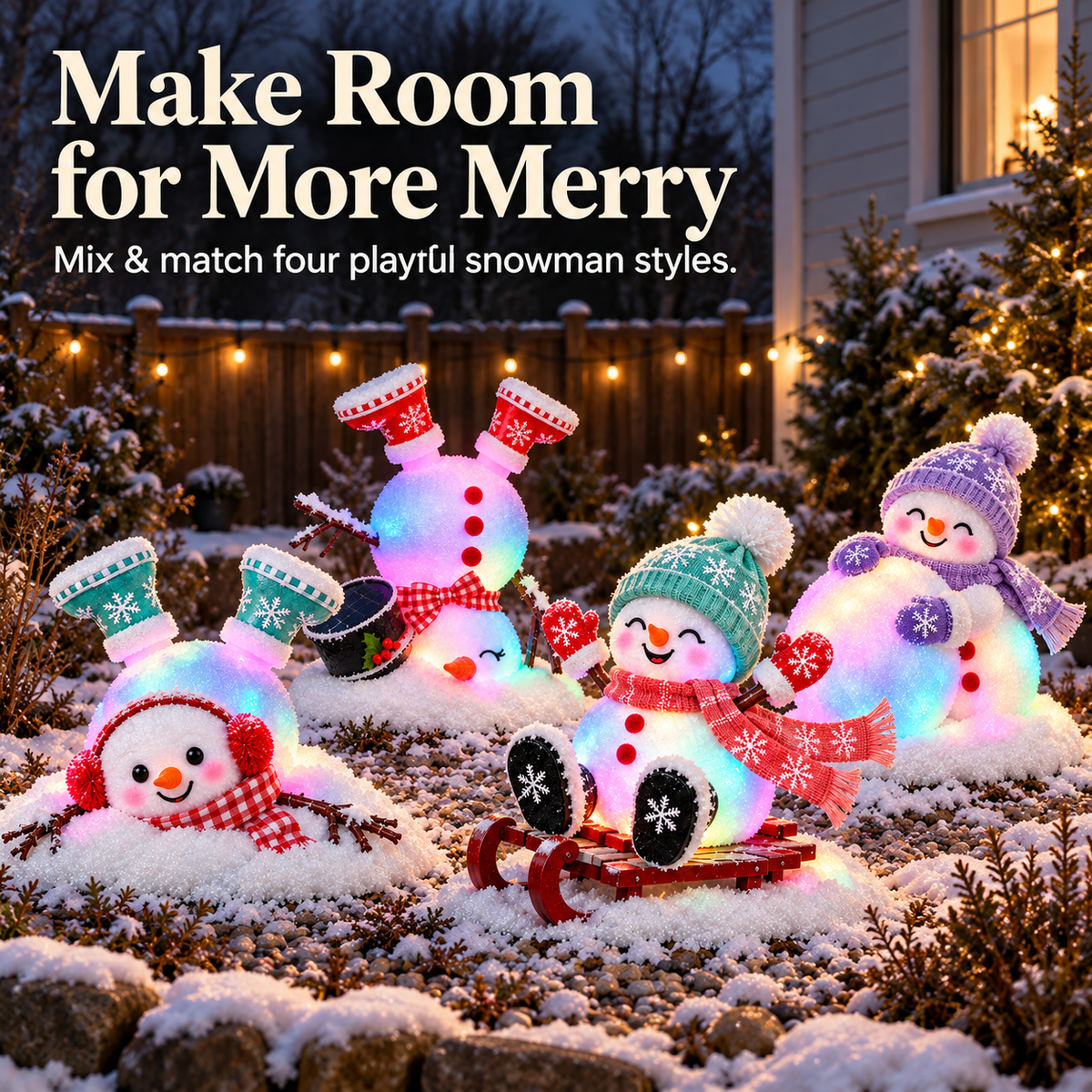 ☃️ Adorable Light-Up Snowmen | 4 Cute Christmas Garden Style 🎁