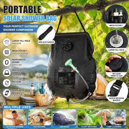 ⭐☀️ Portable Solar Camping Shower Bag