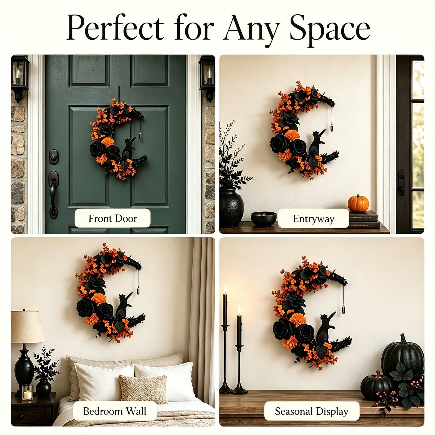 🐈‍⬛🌙Handmade Halloween Cat Wreath