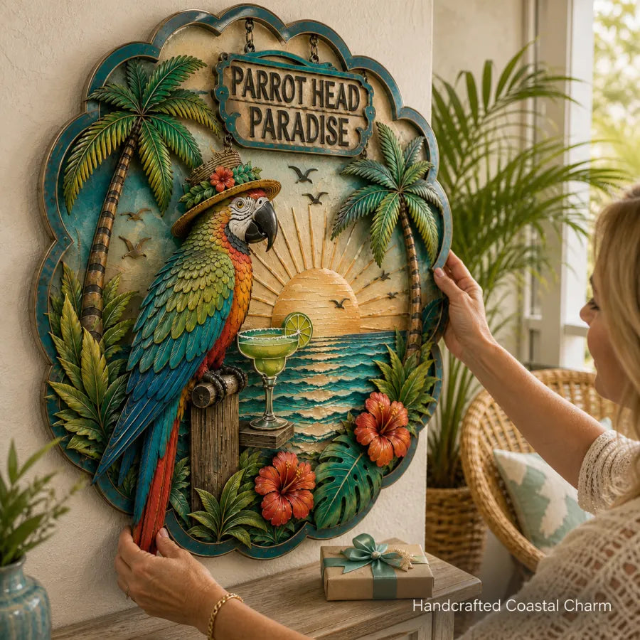 ⏳ Last Day 49% OFF-Parrot Head Paradise Tropical Metal Wall Art