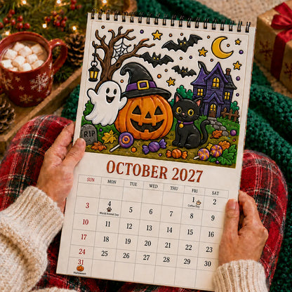 🎨Color The Year 2027: Trace-By-Groove Creative Calendar📅| Seasonal Guided Coloring Wall Calendar With Markers