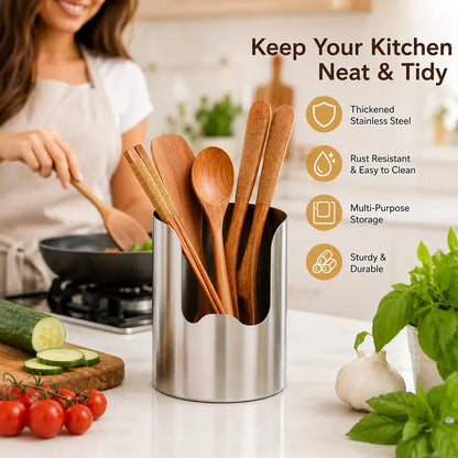 🍴✨ Sleek Stainless Steel Kitchen Utensil Holder – Durable, Rust-Resistant & Easy-Clean Storage