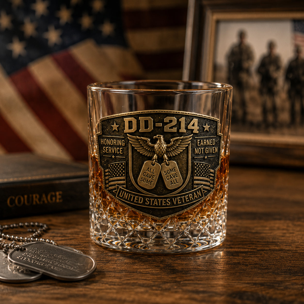 🦅 DD-214 Veteran Whiskey Decanter & Glass Set