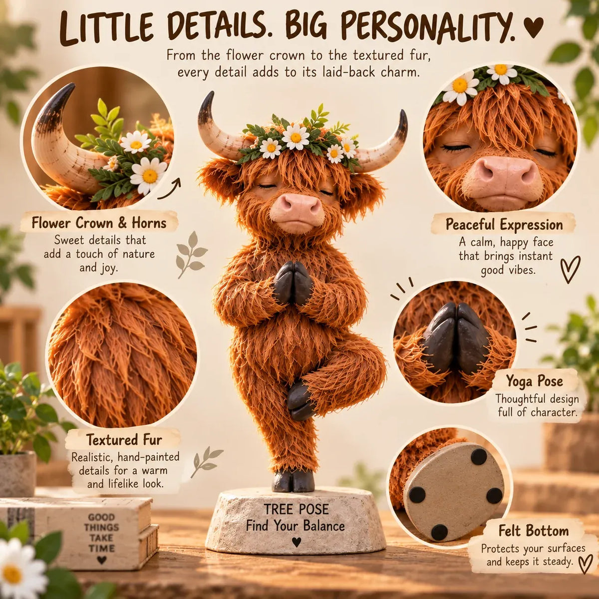 🧘🐮 Zen Highland Cow Figurine – A Whimsical Yoga Companion for Peaceful Spaces