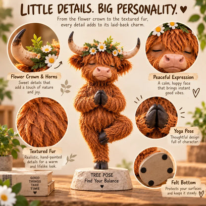 🧘🐮 Zen Highland Cow Figurine – A Whimsical Yoga Companion for Peaceful Spaces