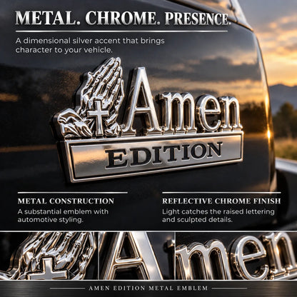 ⏳ Last Day 49% OFF – ✝️ Amen Edition Metal Emblem | 3D Chrome Cross & Wings Badge with 3M VHB Adhesive for Pickups, SUVs & Tailgates 🚘