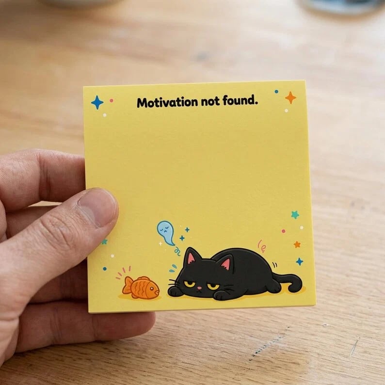 🐈‍⬛😂 Moody Cat Desk Notes – 4 Hilarious Designs for Work, School & Everyday Chaos