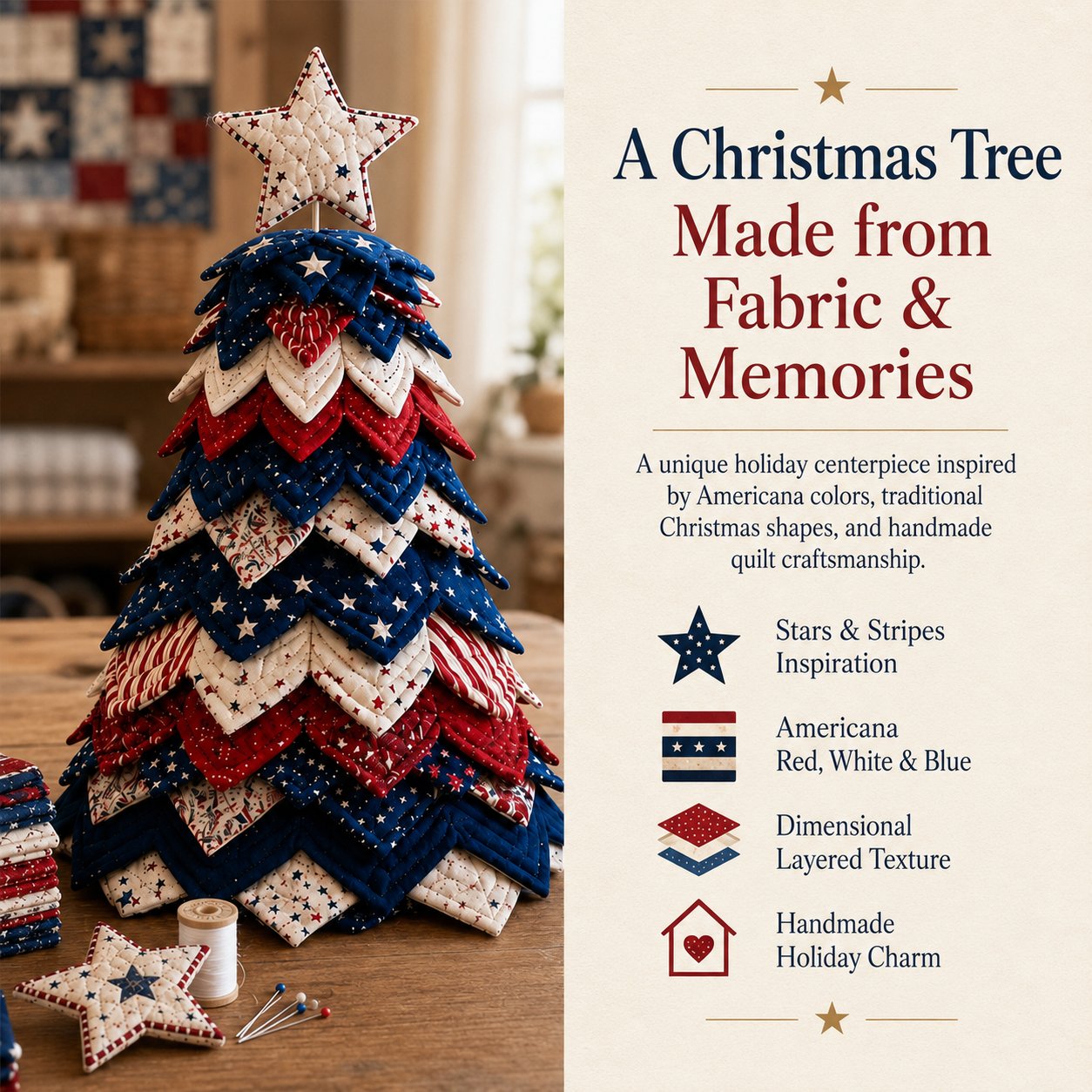 🇺🇸🎄❤️Americana Christmas Tree Quilt Kit | Create a Patriotic Holiday Masterpiece