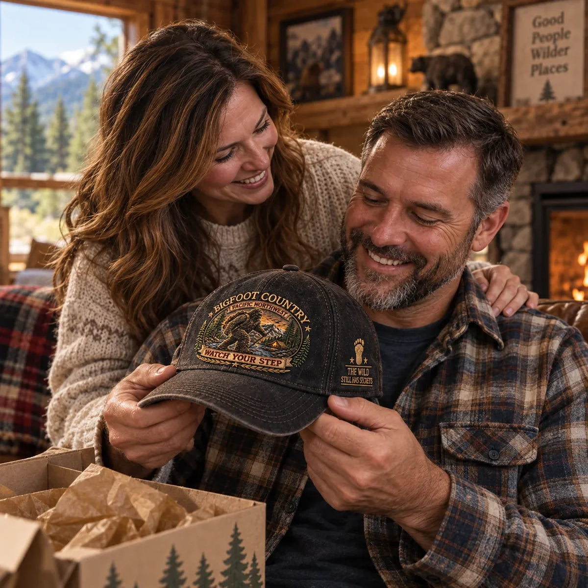 ⏳ Last Day 69% OFF – 🏕️ Bigfoot Country Heritage Cap | Vintage-Washed Embroidered Outdoor Hat with Adjustable Fit 🌲 (🧢100% Cotton)