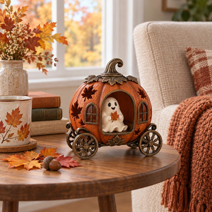 Lighted Ghost Pumpkin Carriage Figurine🎃