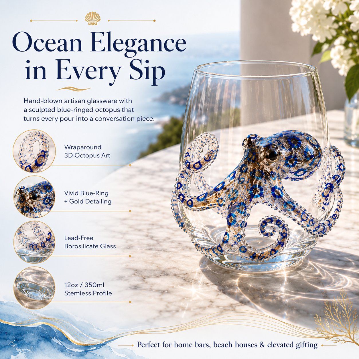 🐠✨ Handcrafted 3D Ocean Animal Glassware🐙Turn Every Sip into an Ocean Adventure