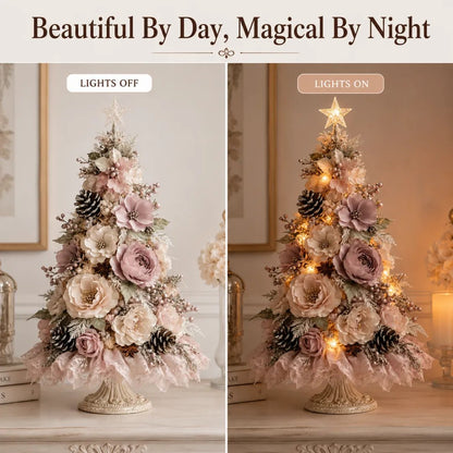 Blush Bloom Pre-Lit Floral Christmas Tree